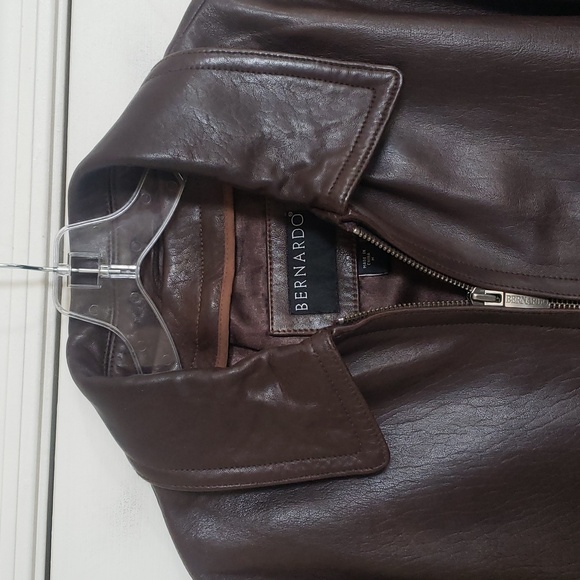 Vintage Bernardo Men’s Espresso Brown Full-grain Leather Bomber Jacket MEDIUM - Picture 6 of 15